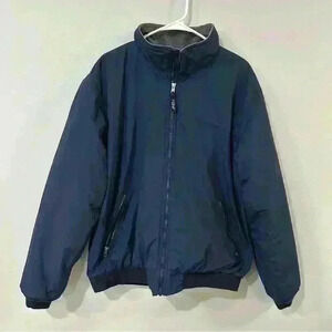 Vintage L.L. Bean Nylon Fleece Lining Bomber Navy Blue Jacket Men’s Size XL